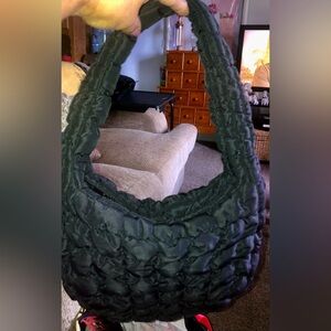 COS Quilted Mini Bag Black Puffer Purse Zip Top Hobo Handbag Shoulder Bag